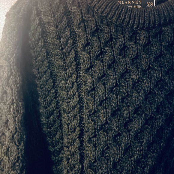 Green Blarney Wool NWT Cable-knit Wool Pullover Sweater - Picture 3 of 5
